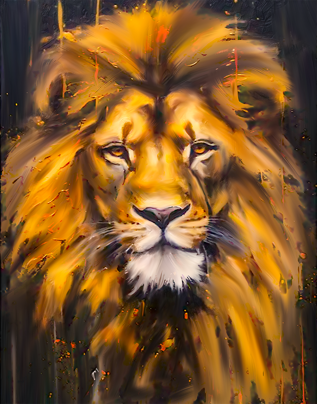 Canvas Lion Head - Wildlife Wall Art - Gold Glitter by Gtaart.ca