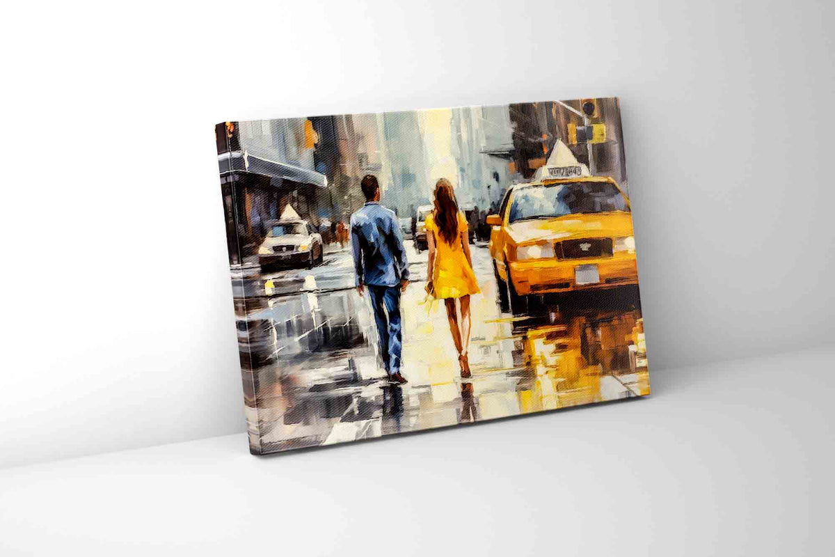 Couple in NY-Vintage Downtown New York-Canvas Print-Wall Art by Gtaart.ca