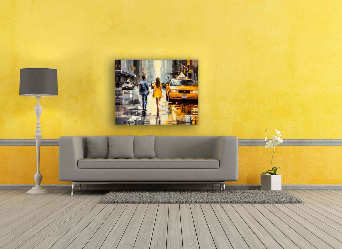 Couple in NY-Vintage Downtown New York-Canvas Print-Wall Art by Gtaart.ca