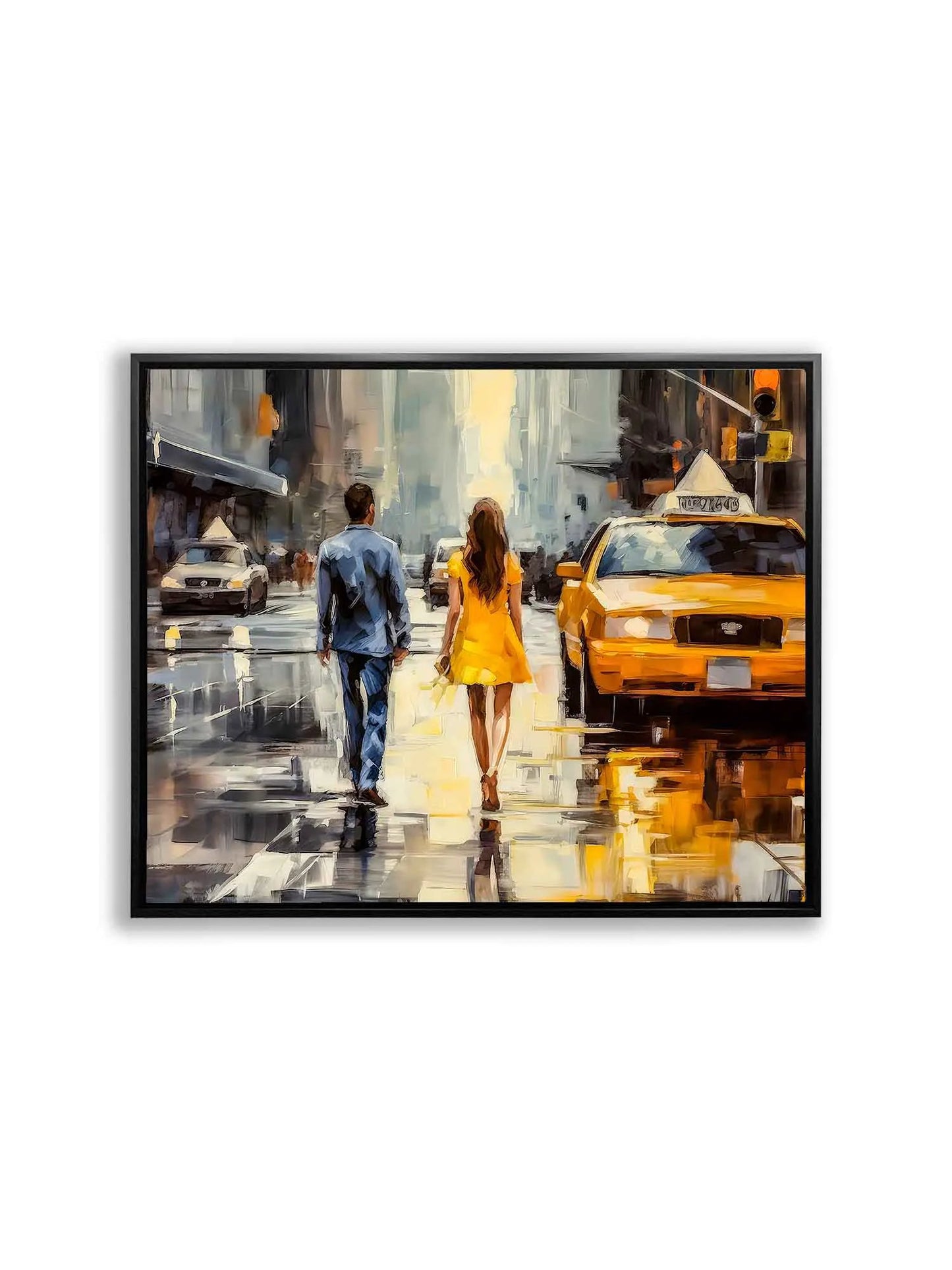 Couple in NY-Vintage Downtown New York-Canvas Print-Wall Art by Gtaart.ca