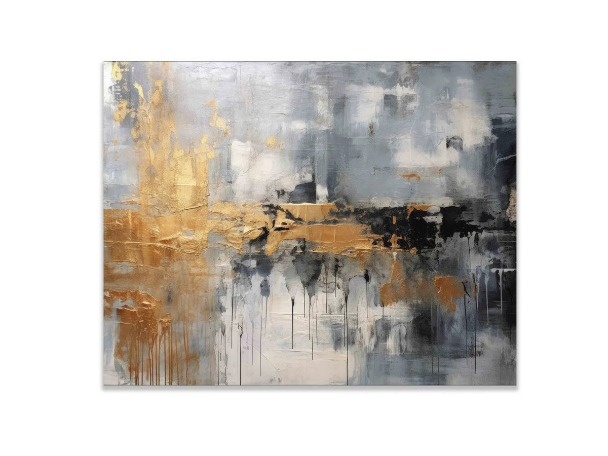 Autumn abstract canvas print-Minimalist art gold, beige, black and white by Gtaart.ca