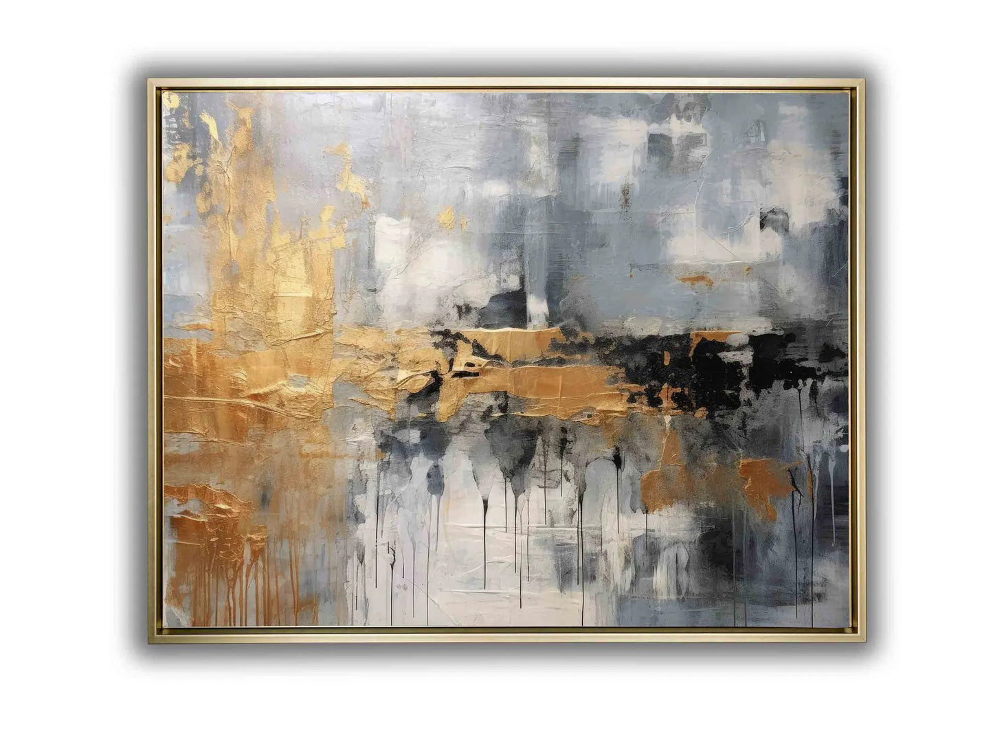 Autumn abstract canvas print-Minimalist art gold, beige, black and white by Gtaart.ca