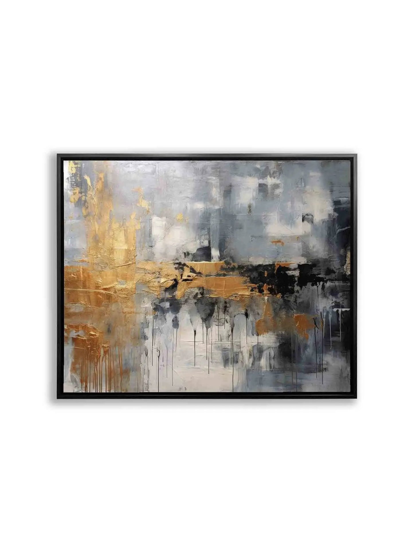 Autumn abstract canvas print-Minimalist art gold, beige, black and white by Gtaart.ca