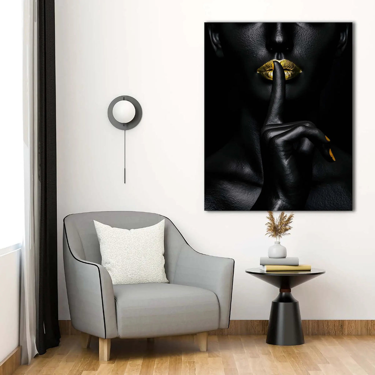 Noir Or-Abstract Gold and Black Wall art- Fine Art-Gold varnish by Gtaart.ca