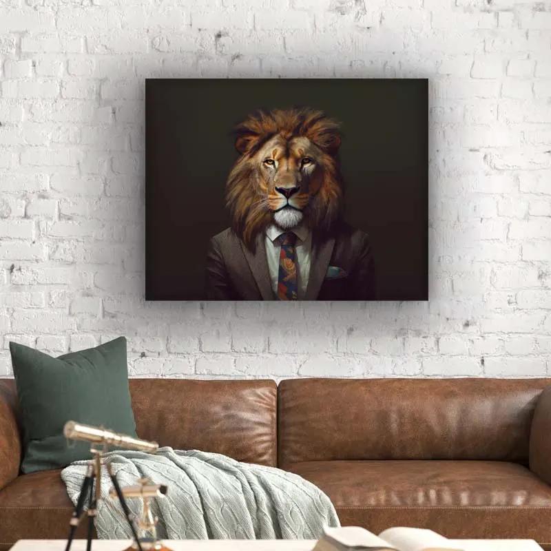 Wildlife Canvas Art - Boss Lion- Wall Decor by Gtaart.ca