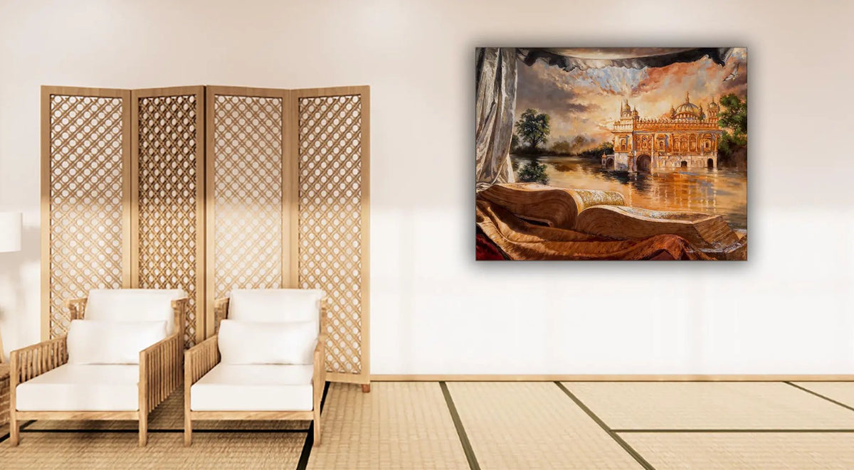 Ancient Golden Temple -Wall Decor- Spiritual Wall Art by Gtaart.ca
