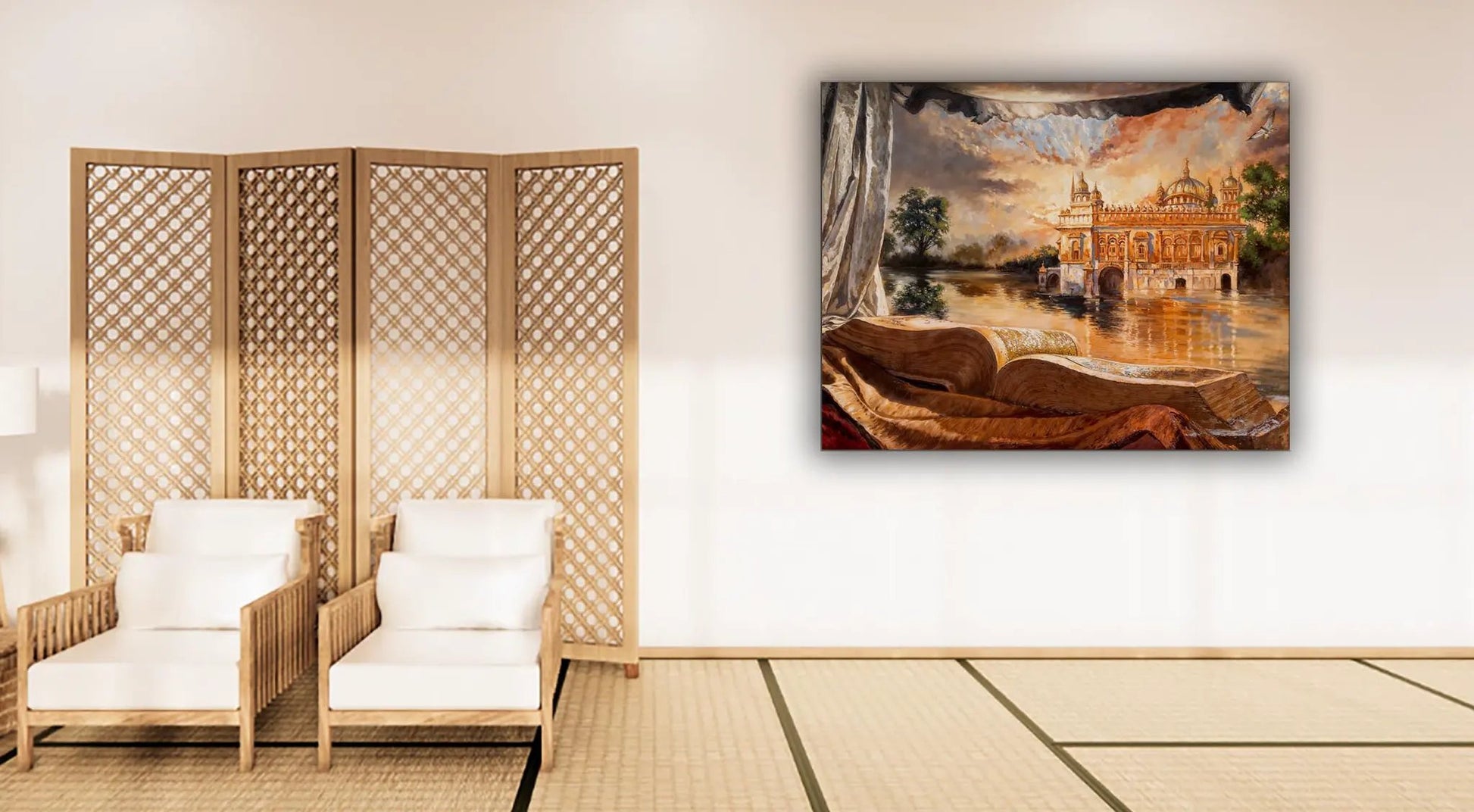 Ancient Golden Temple -Wall Decor- Spiritual Wall Art by Gtaart.ca