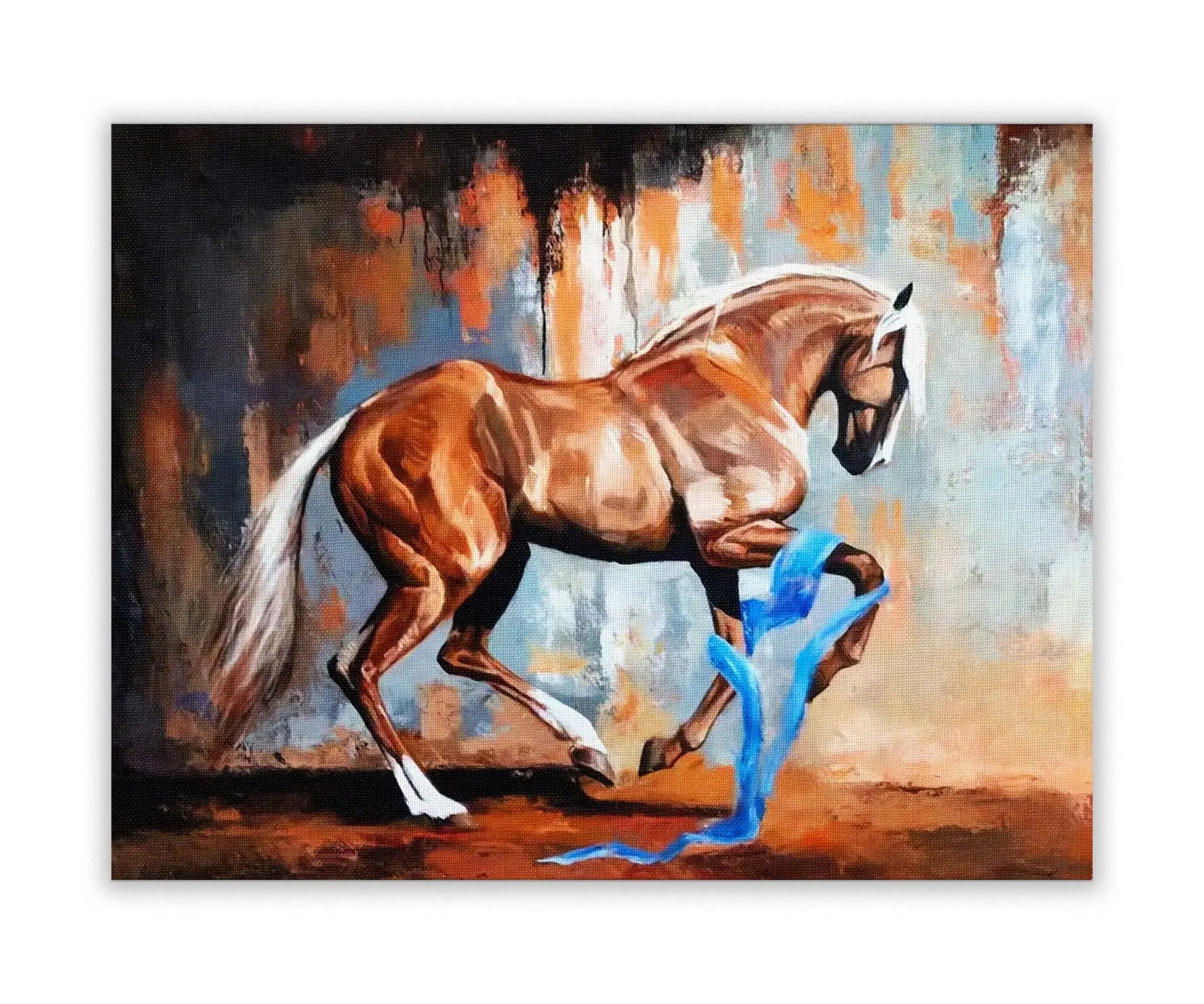 Prancing Horse-Wall Decor- Wildlife Canvas Art - Gold varnish by Gtaart.ca