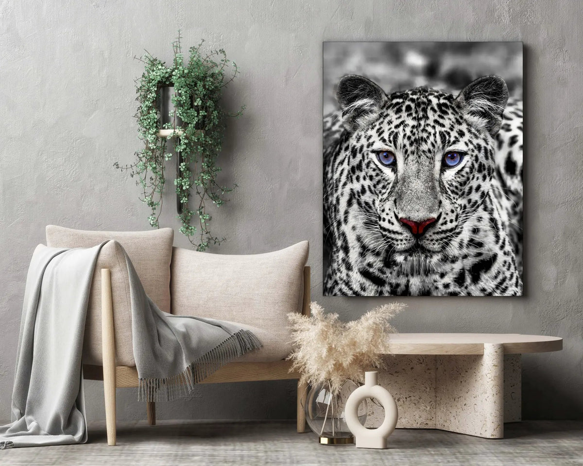 Canvas print-Blue Eyed White Tiger- Wildlife art by Gtaart.ca