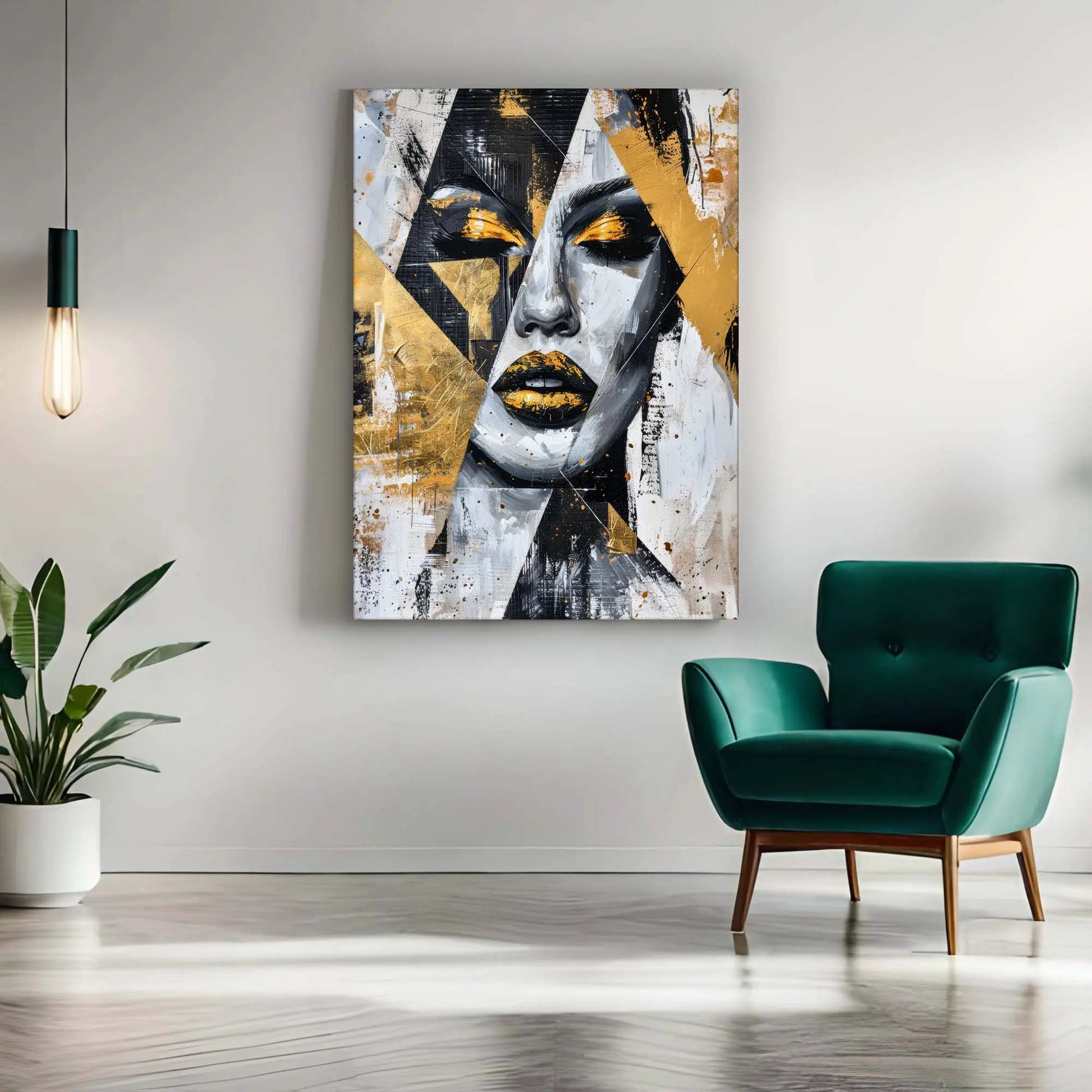 Gold & Black Face I by GTA ART
