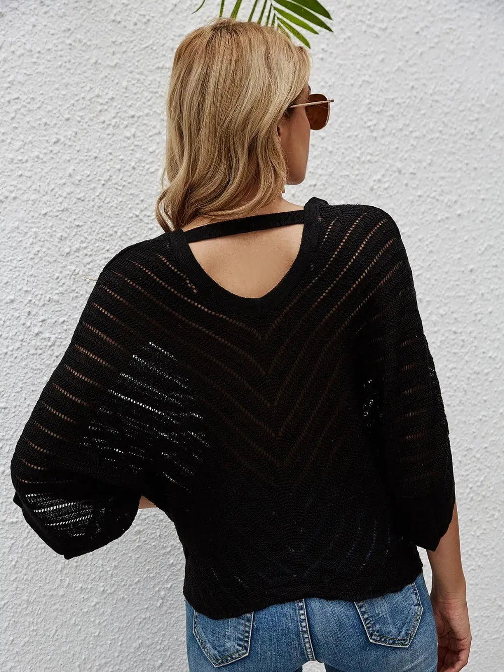 Openwork Batwing Sleeve Cover-Up by Partner Labels