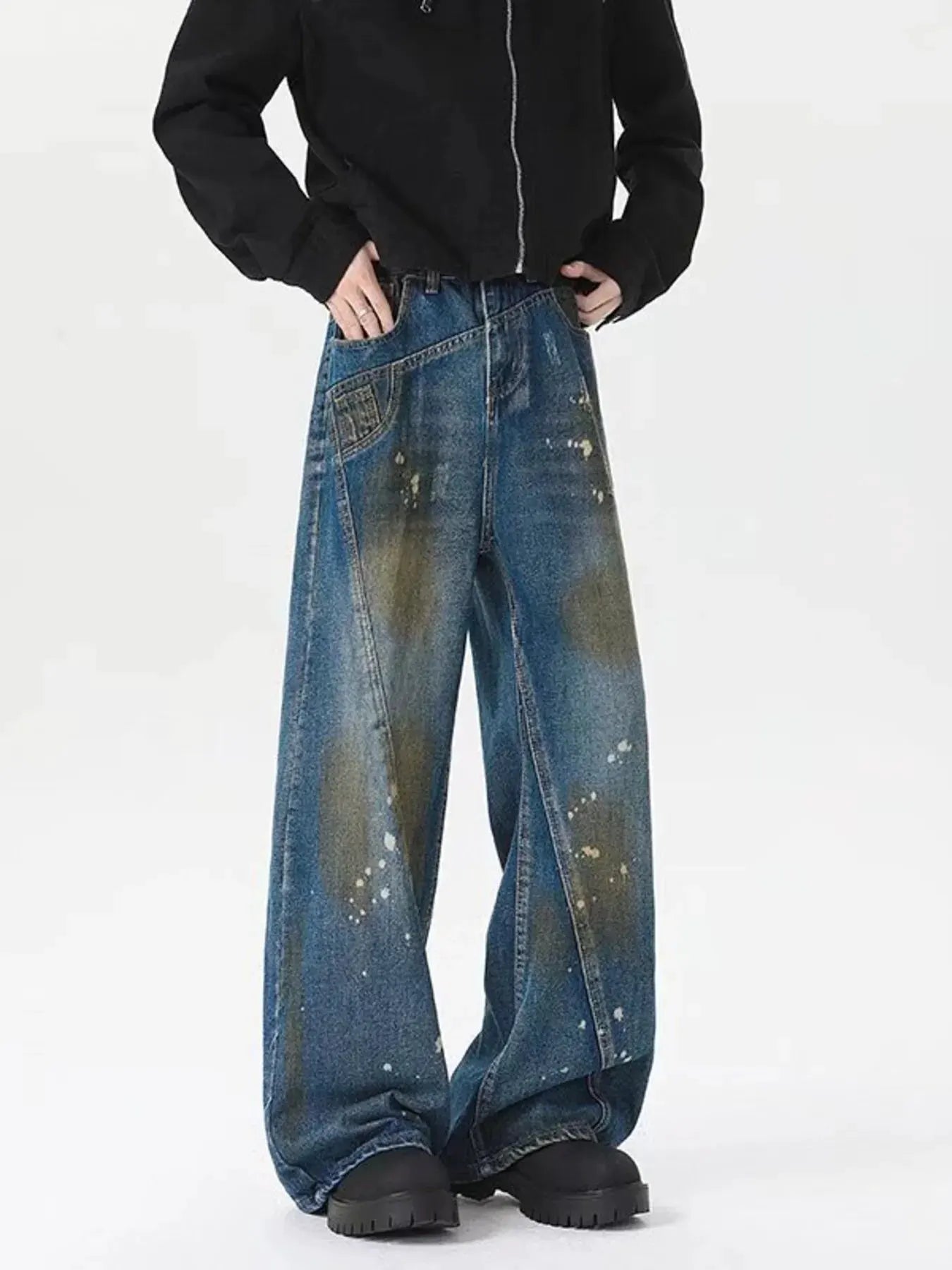 Men's Plus Size Wide Leg Jeans by Partner Label