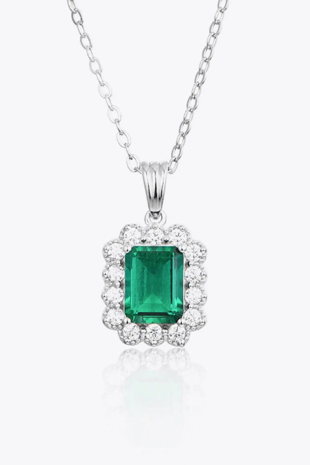 1.5 Carat Lab-Grown Emerald Pendant 925 Sterling Silver Necklace by Partner Labels
