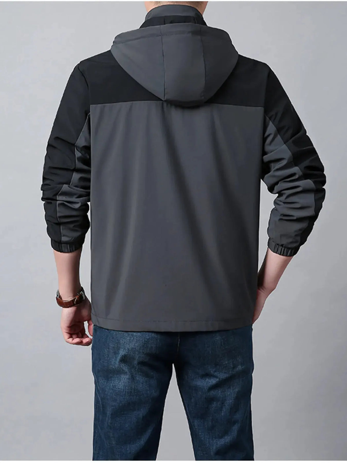 Men's Plus Size Hooded Colorblock Lightweight Jacket by Trendsi
