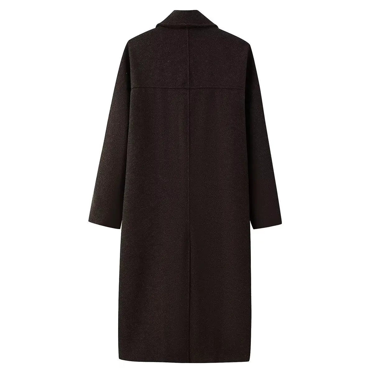 Women's Dark Espresso Double-Breasted Long Wool-Blend Coat BYMANYC ® New York CONTEMPORARY VIBRANT MODERN FASHION - New Collection by BYMANYC ® New York