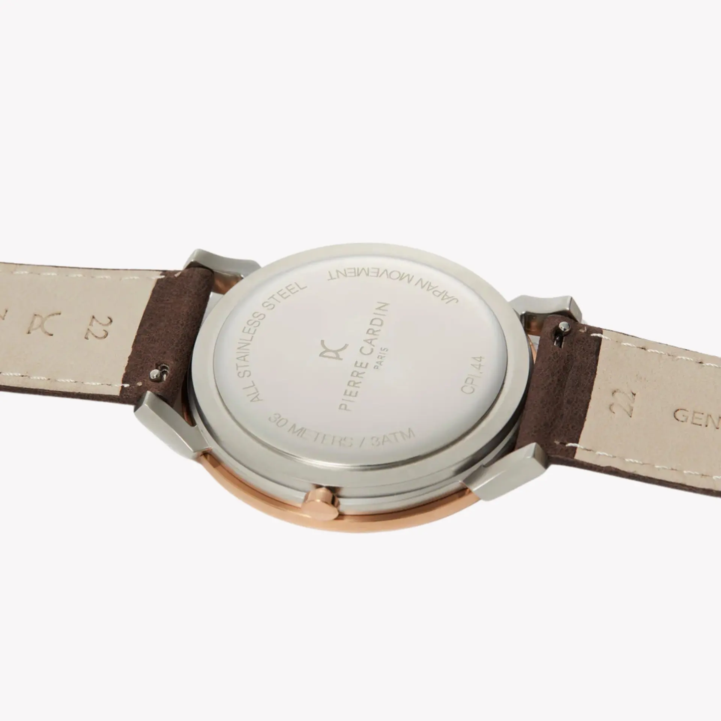 Pierre Cardin Men's Silver & Rose Gold Watch, Brown Leather | Cpi.2022 by PIERRE CARDIN