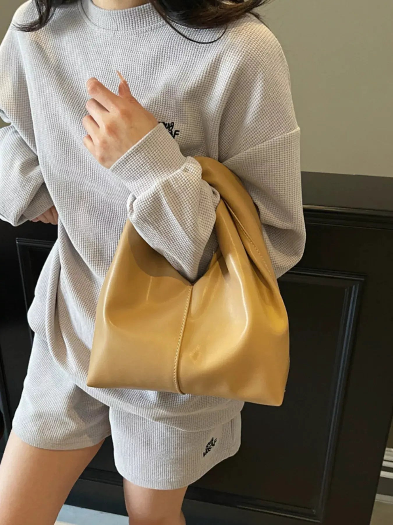 Knot Handle Leather Handbag by Partner Label