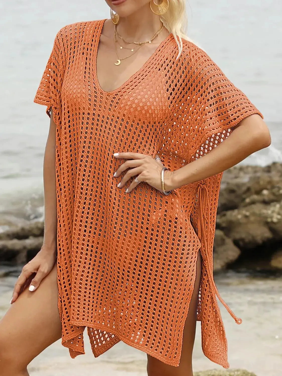 Side Tied V-Neck Cover-Up by Partner Labels