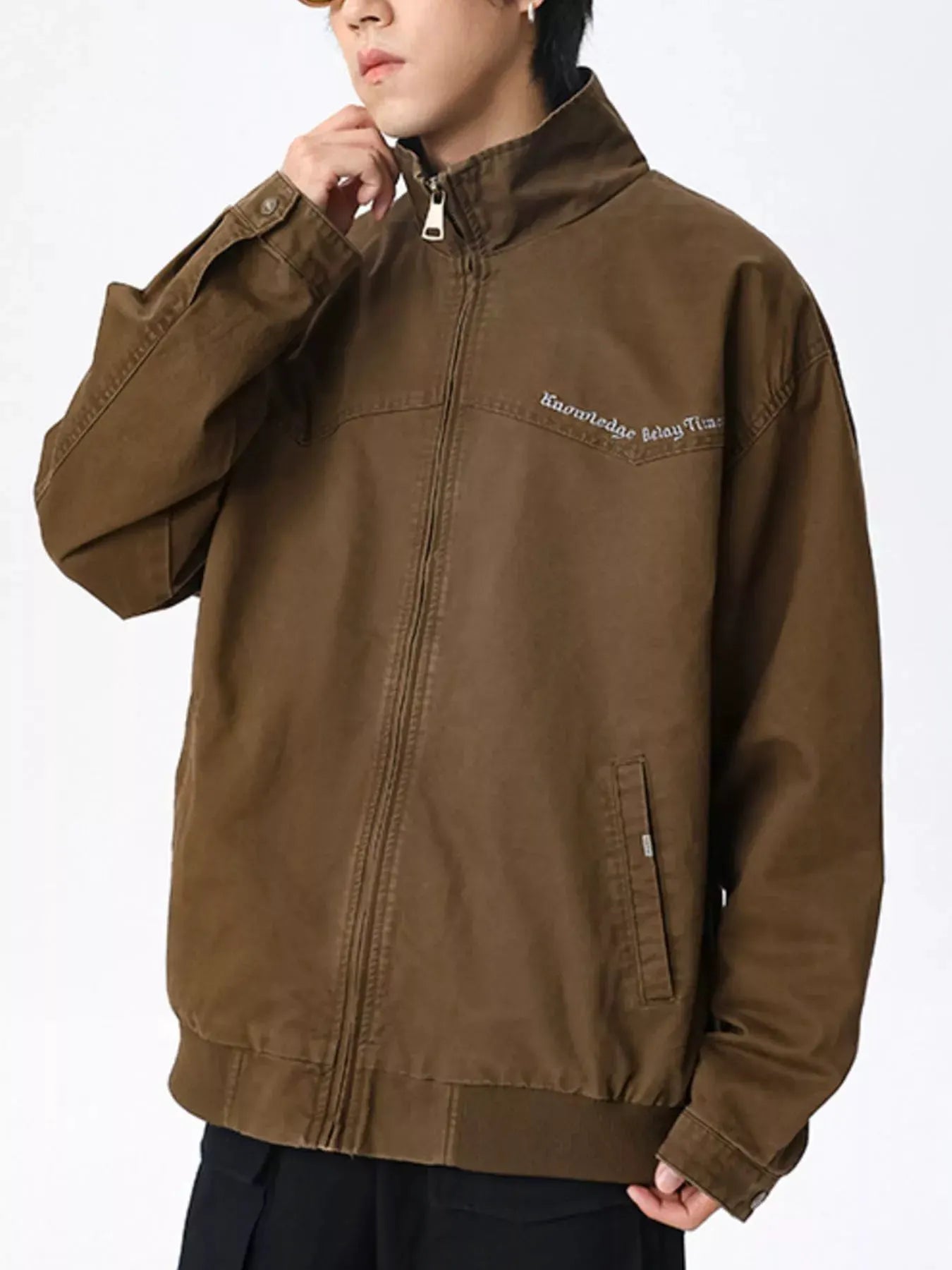 Men's Plus Size Zip Up Long Sleeve Jacket by Partner Label
