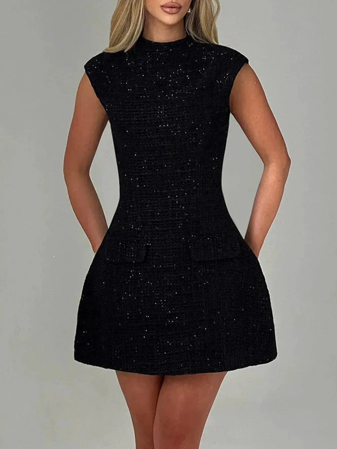 Cutout Back Round Neck Cap Sleeve Mini Dress by Partner Label