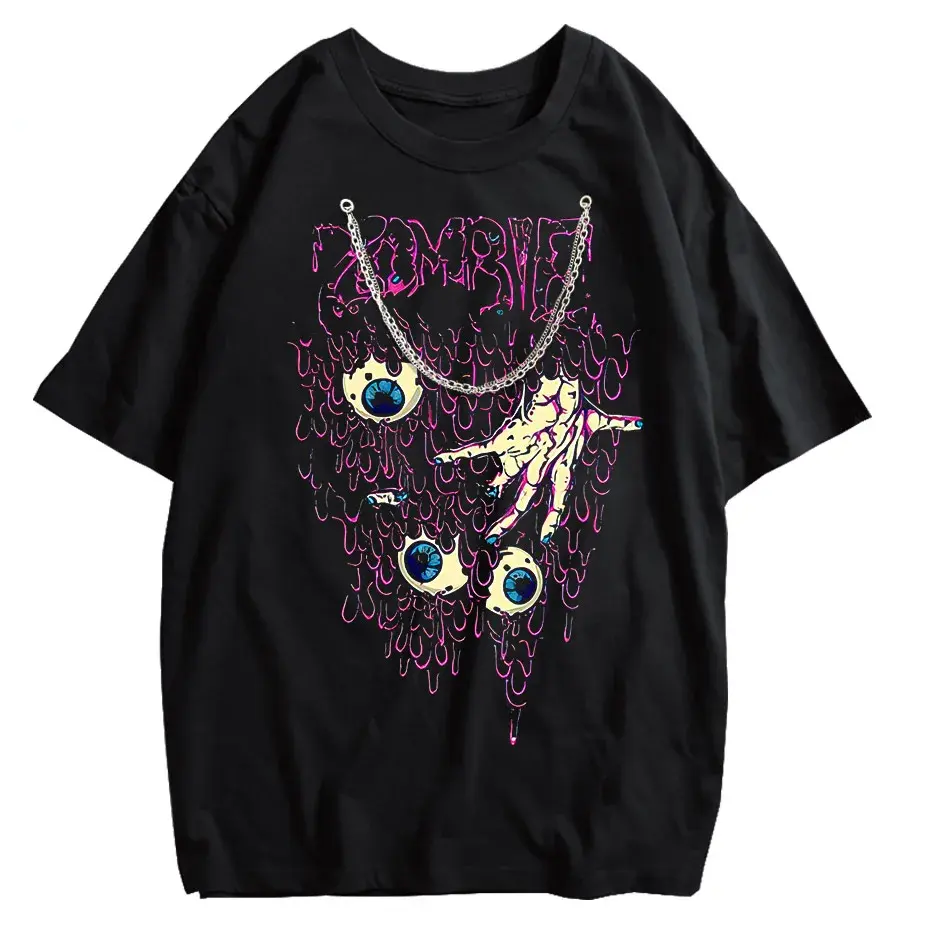 Zombie Horror Gothic Washed Cotton Oversized T-Shirt by Vimost Shop