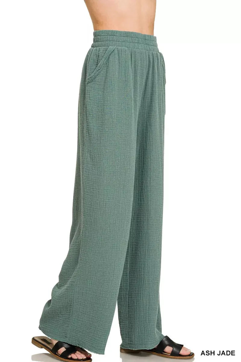 Zenana Double Gauze Lounge Pants by Zenana