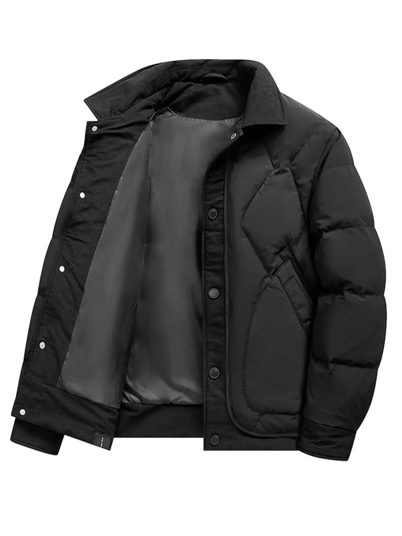 Men's Plus Size Quilted Snap-Down Padded Coat by Partner Label