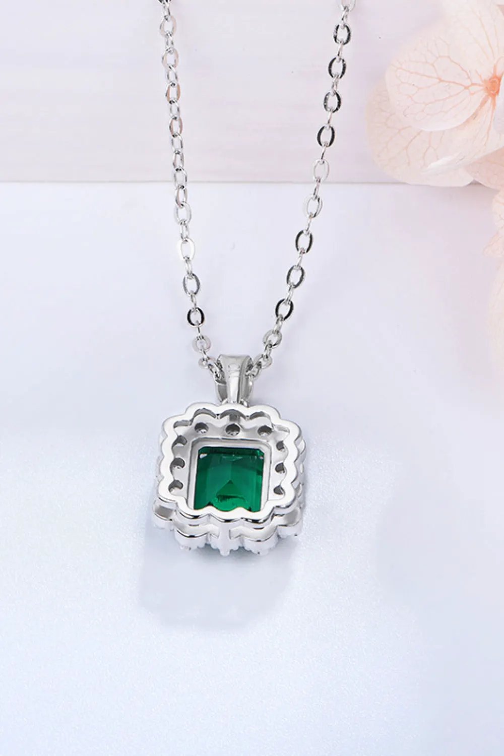 1.5 Carat Lab-Grown Emerald Pendant 925 Sterling Silver Necklace by Partner Labels