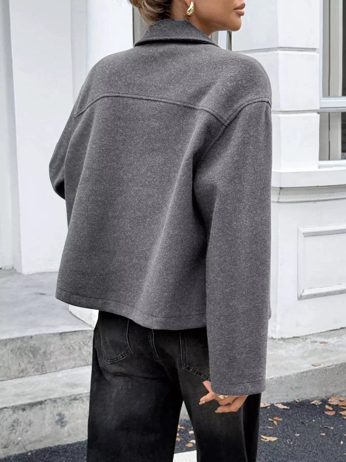 Zip-Up Dropped Shoulder Jacket by Partner Label