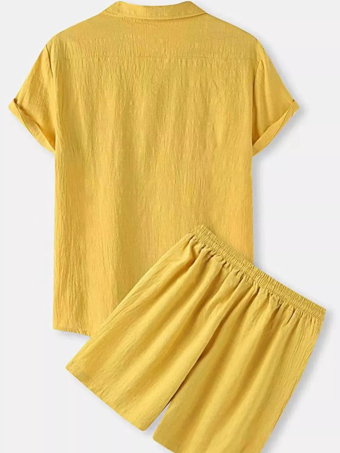 Men's Full Size Button Up Short Sleeve Shirt and Shorts Set Plus Size by Trendsi