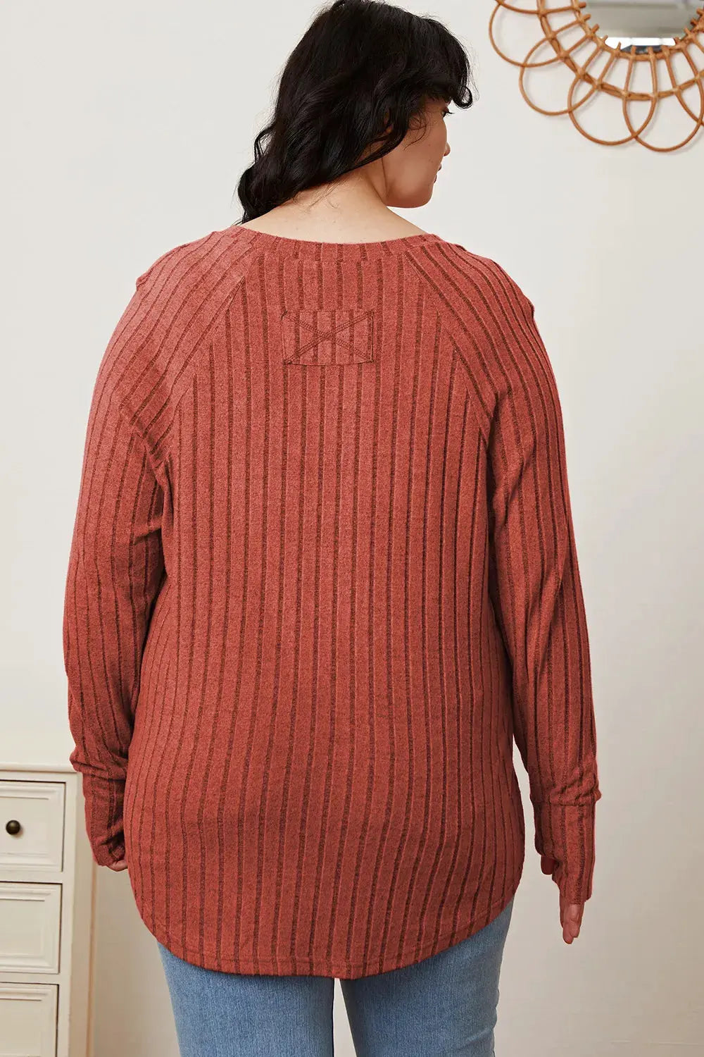 Basic Bae Full Size Ribbed Thumbhole Sleeve T-Shirt by Basic Bae