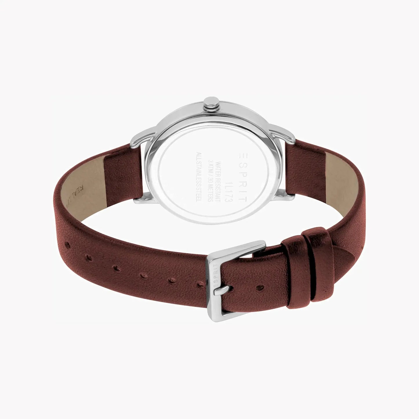 Esprit Women's Brown Leather Watch, Silver Dial | Es1l168m0025 by ESPRIT