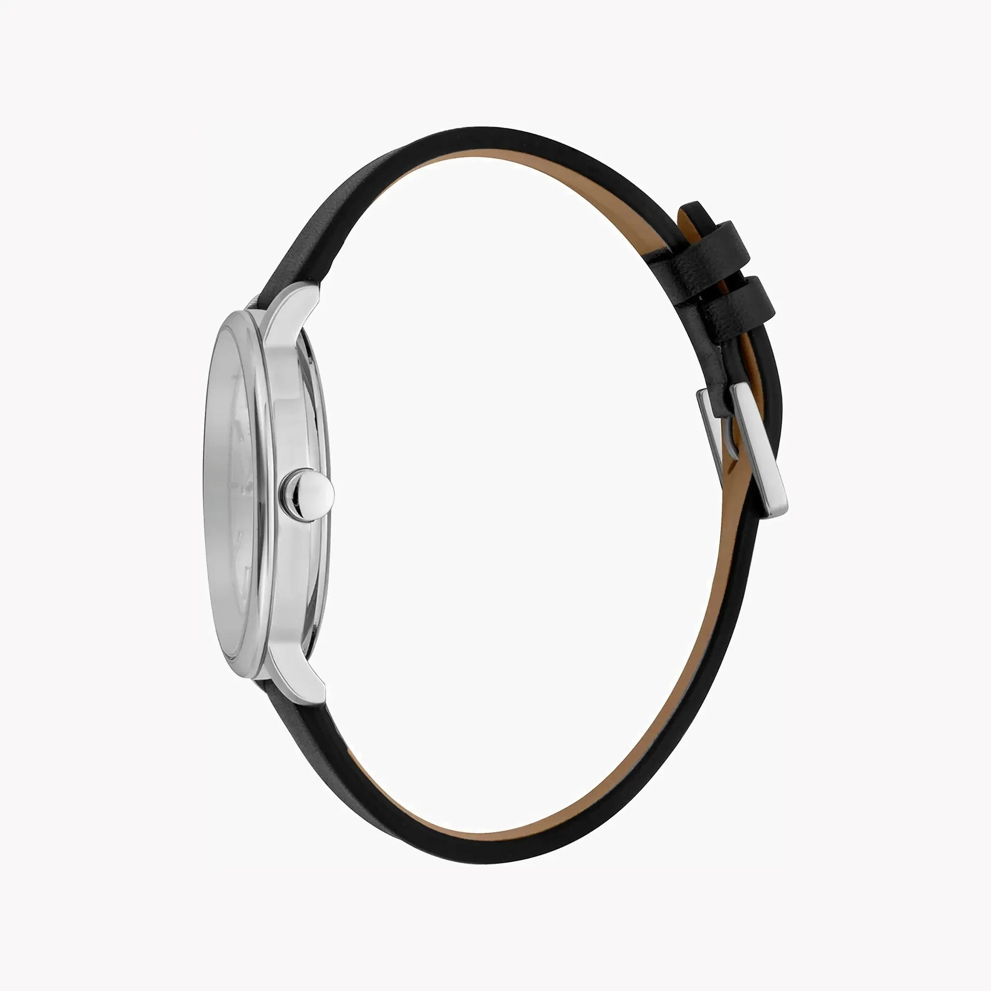 Esprit Men's Black Leather Watch, Silver Dial | Es1g201m0035 by ESPRIT