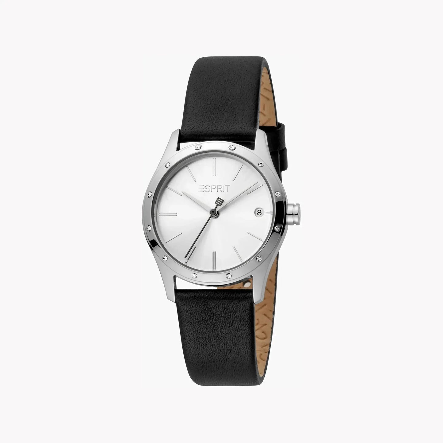 Esprit Women's Black Leather Watch, Silver Dial | Es1l000m0065 by ESPRIT