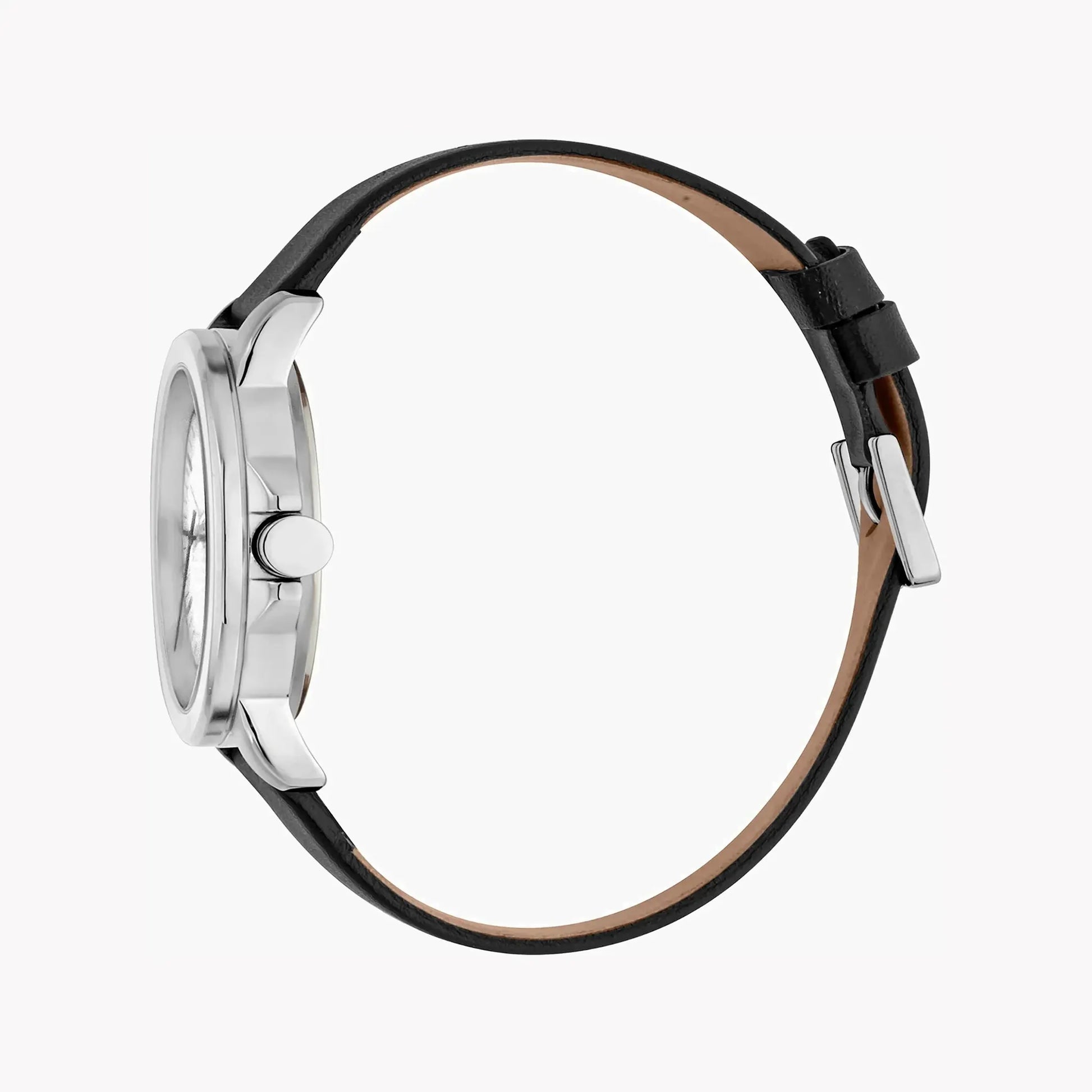 Esprit Men's Black Leather Watch, Silver Dial | Es1g021m0045 by ESPRIT