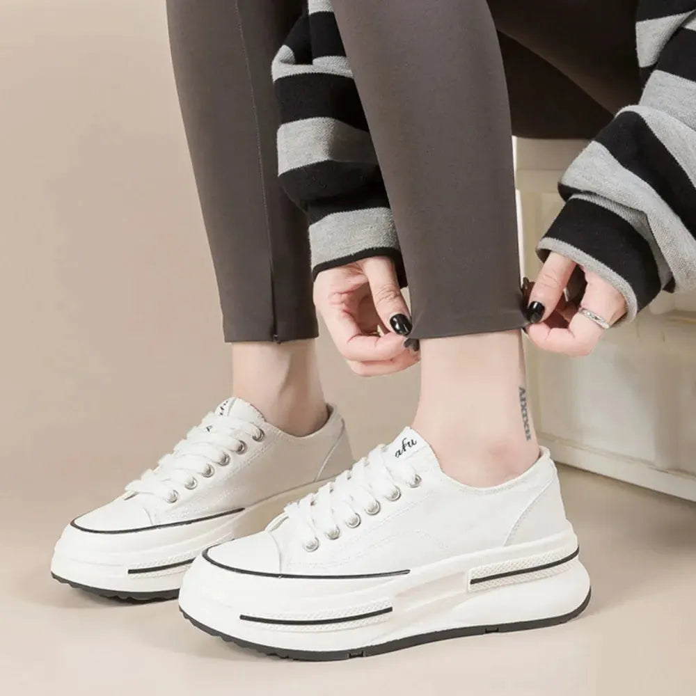 Tied Round Toe Platform Sneakers by Partner Label
