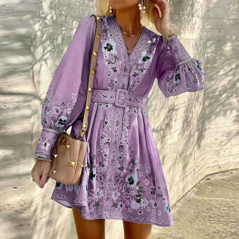 Ladies Fashion Loose Printed Boho Dress by Anybestbuy Store