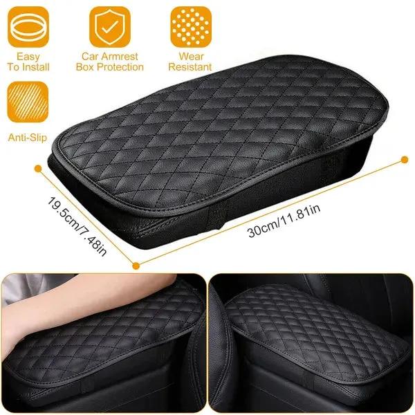 Car Armrest Pad Cover PU Leather Center Console Cushion Anti-Slip by Inland Leather