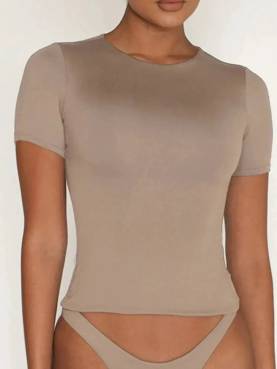 Round Neck Short Sleeve Swim Top by Partner Label