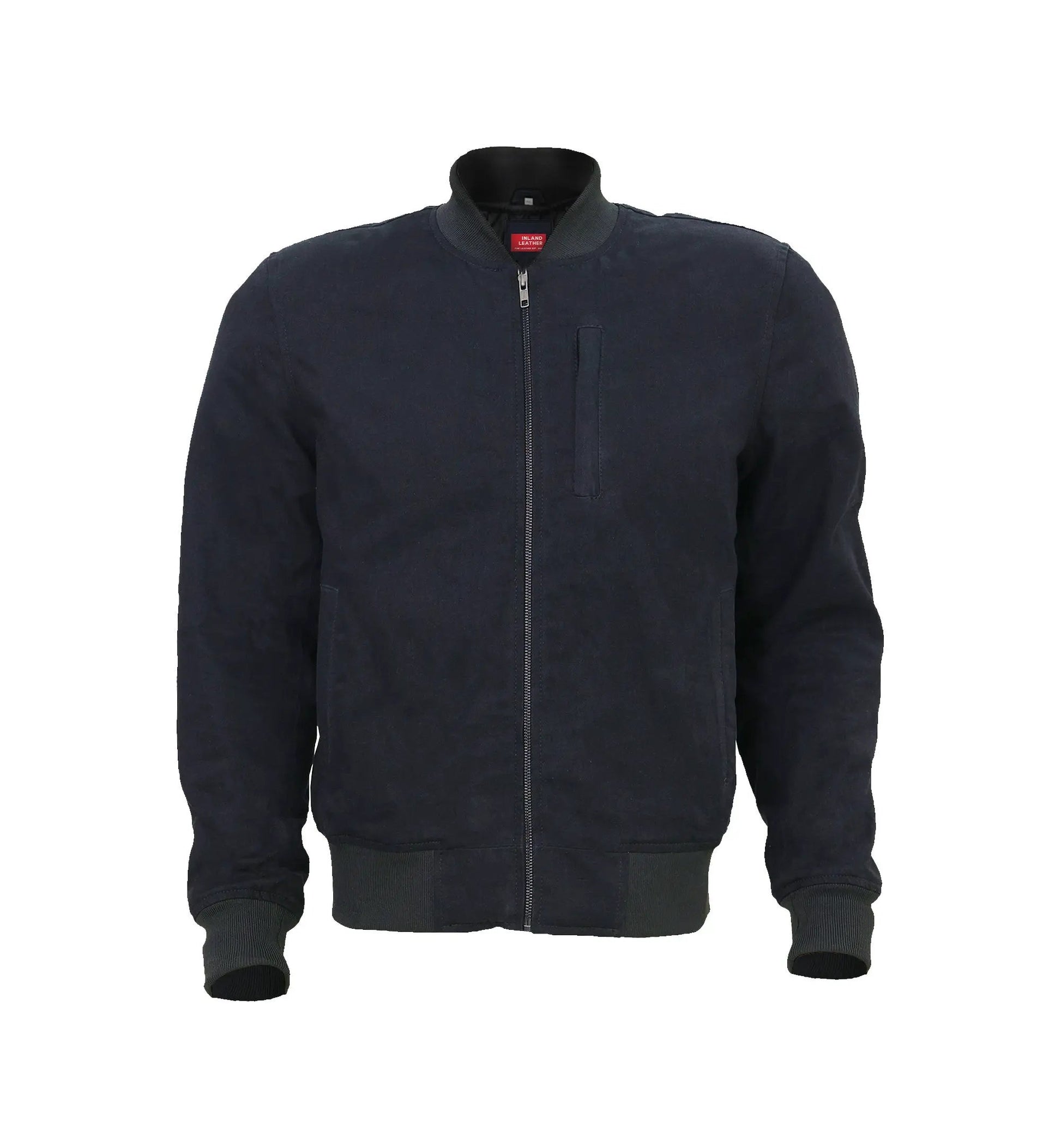 Burak Men’s Denim Safety Padded Motorcycle Bomber Jacket by Inland Leather Co