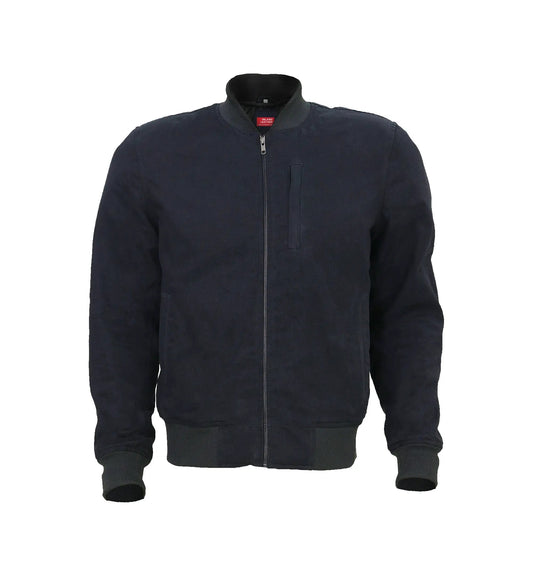 Burak Men’s Denim Safety Padded Motorcycle Bomber Jacket by Inland Leather Co