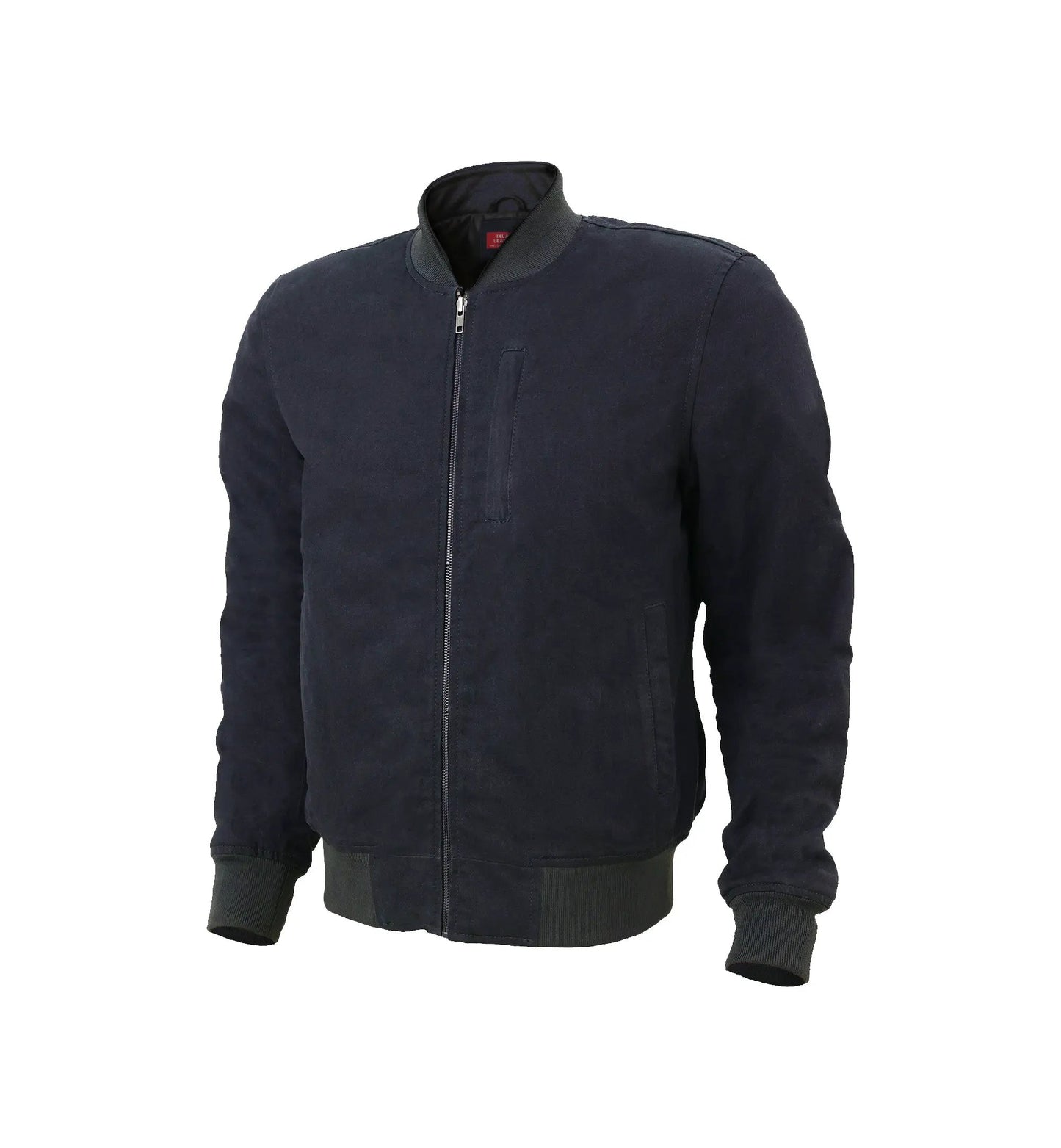 Burak Men’s Denim Safety Padded Motorcycle Bomber Jacket by Inland Leather Co