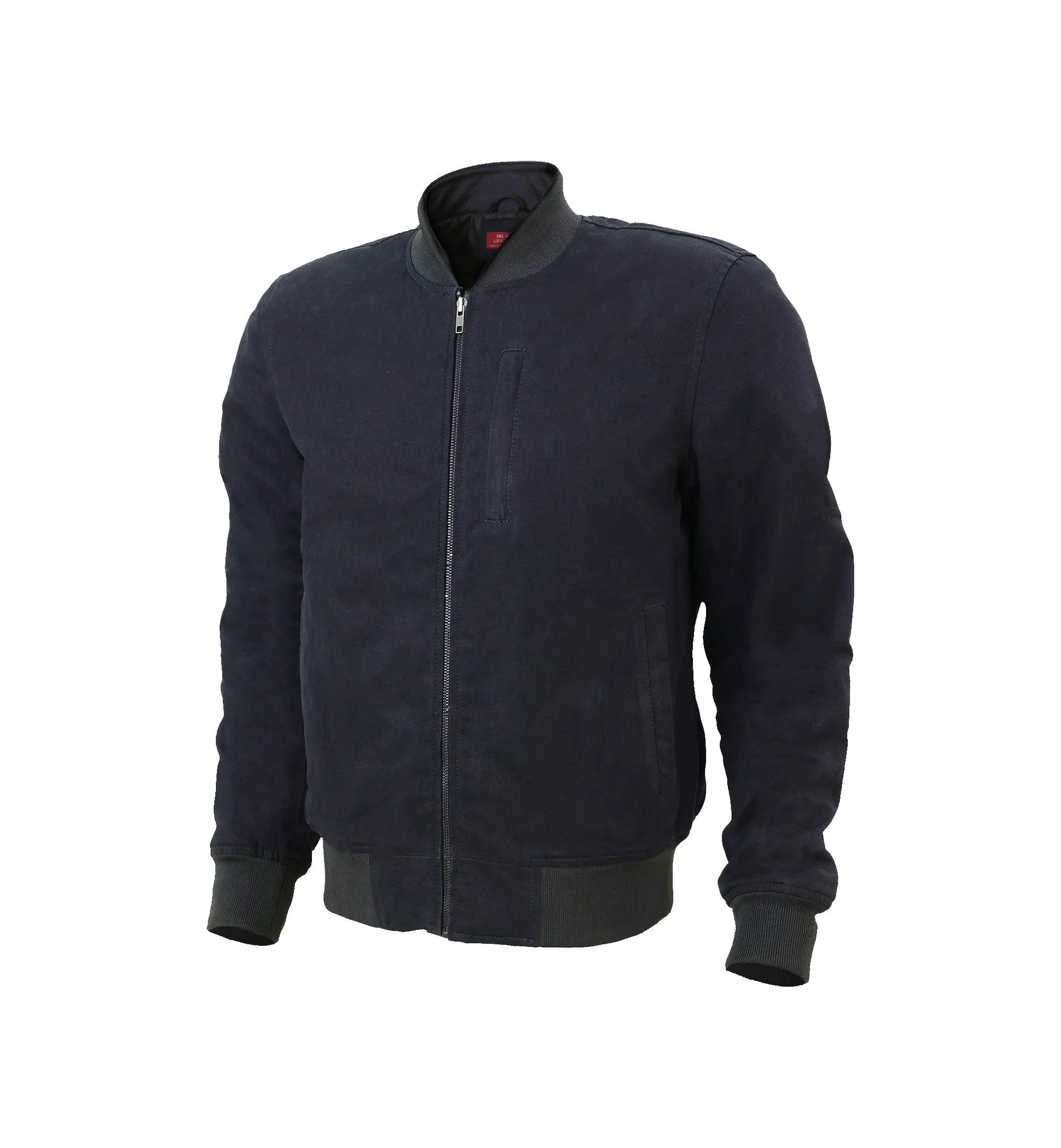 Burak Men’s Denim Safety Padded Motorcycle Bomber Jacket by Inland Leather Co