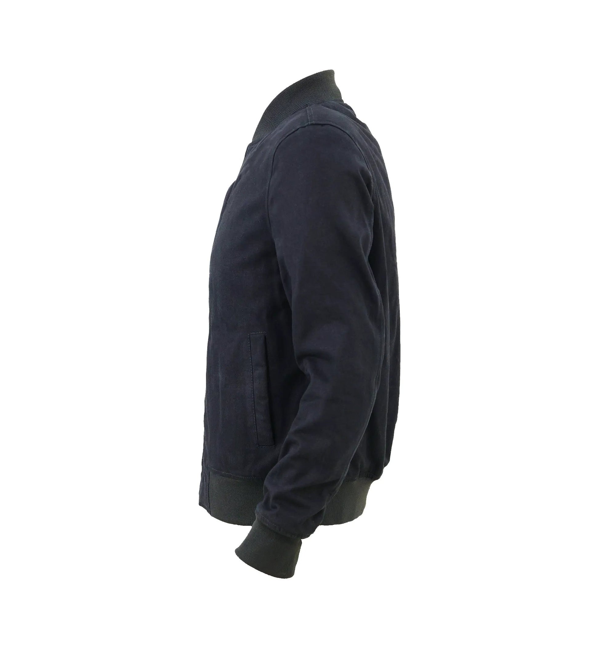 Burak Men’s Denim Safety Padded Motorcycle Bomber Jacket by Inland Leather Co