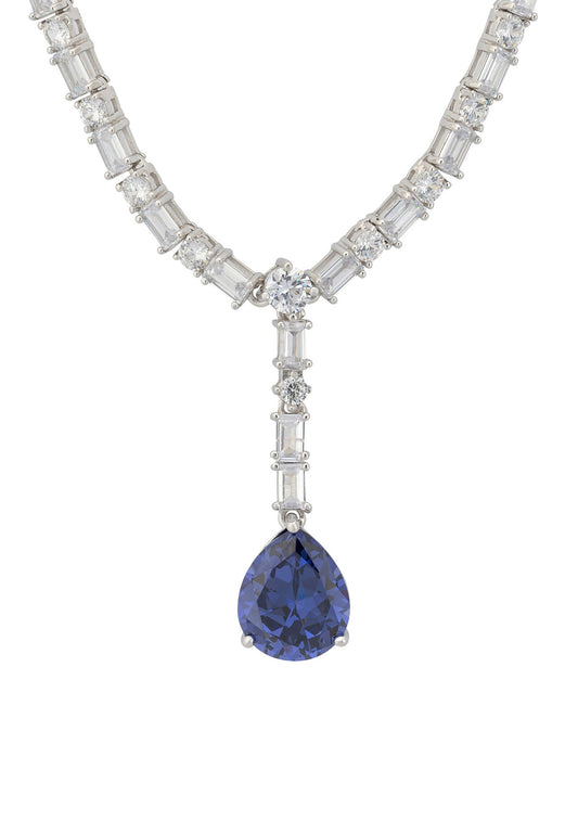 Claudette Statement Necklace Silver Tanzanite