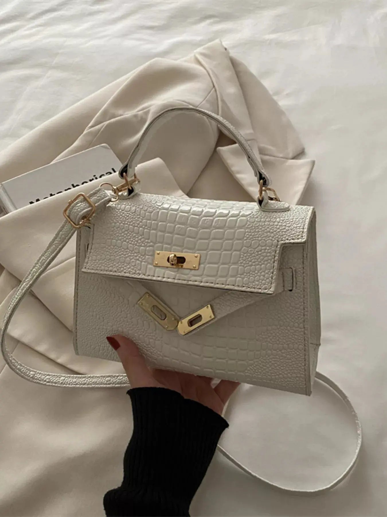 Embossed Flap Crossbody Bag by Partner Label