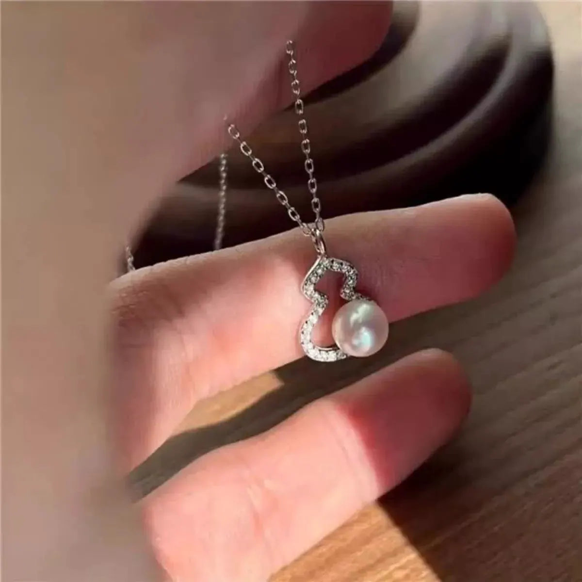 925 Sterling Silver Gourd Pearl Necklace by Partner Label