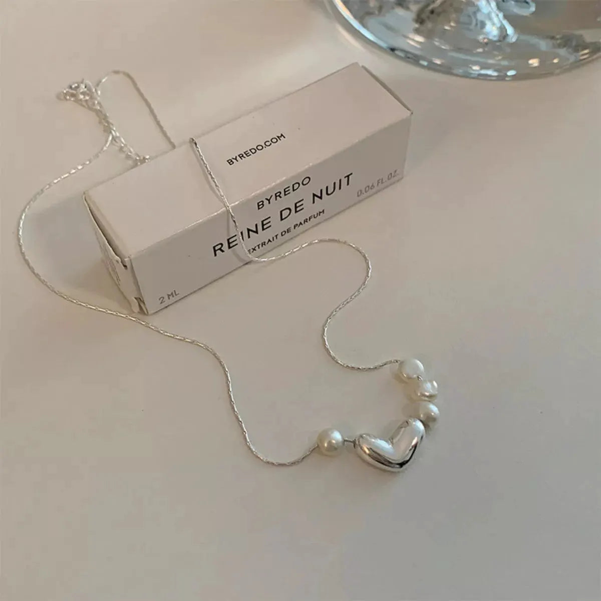 Heart & Pearl Accent Necklace by Partner Labels