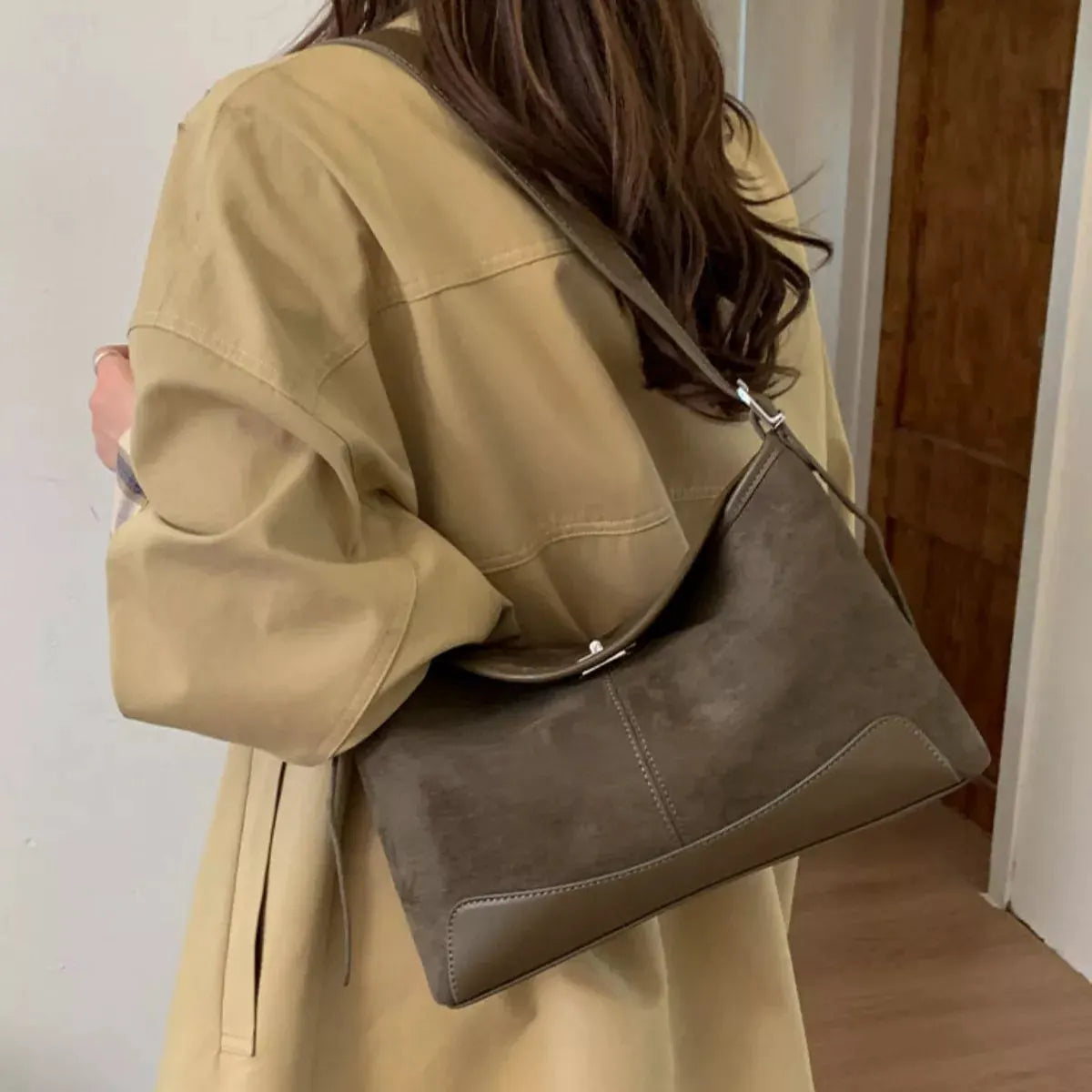 Suede Crossbody Bag with Adjustable Strap by Partner Label