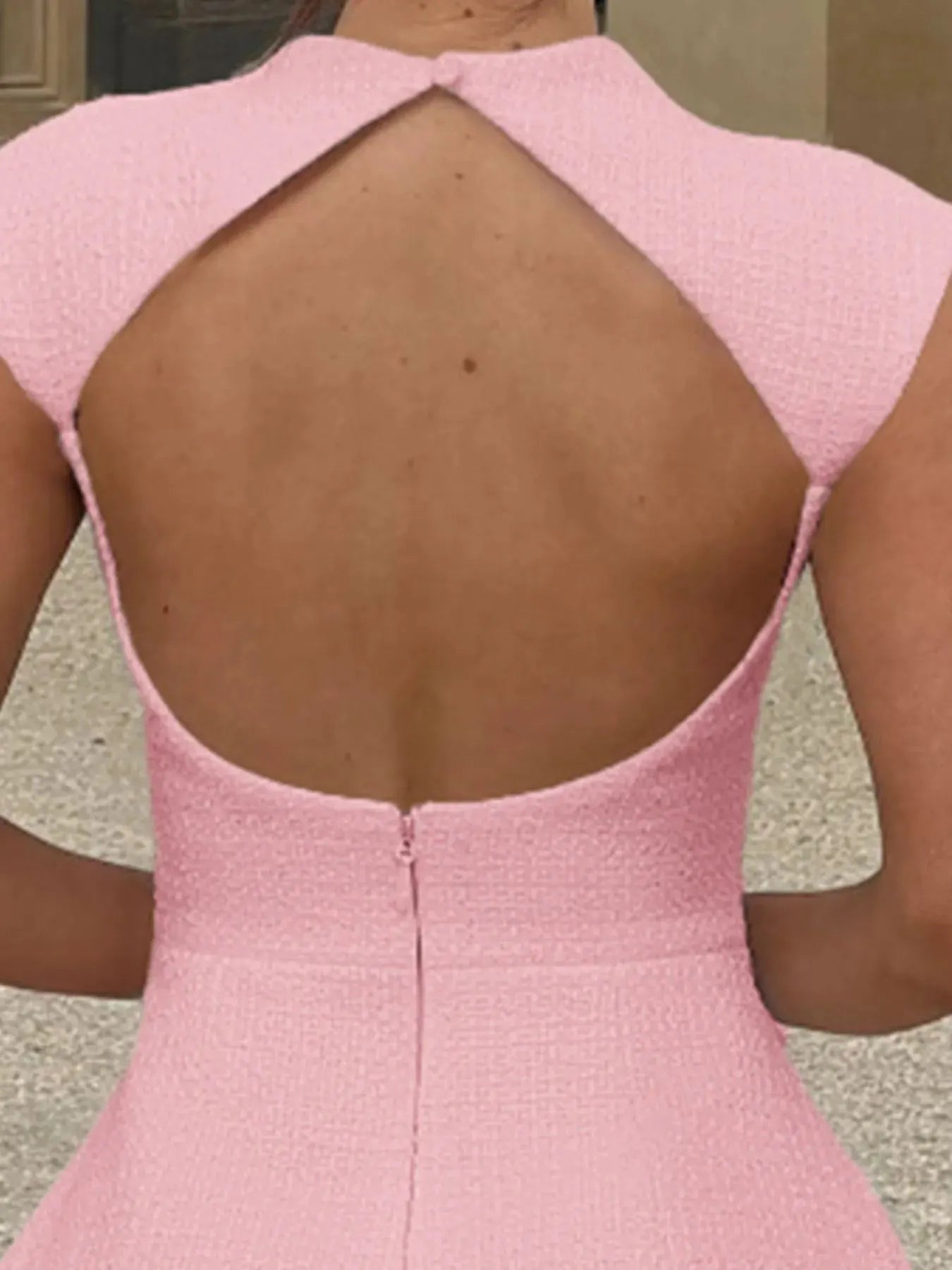 Cutout Back Round Neck Cap Sleeve Mini Dress by Partner Label
